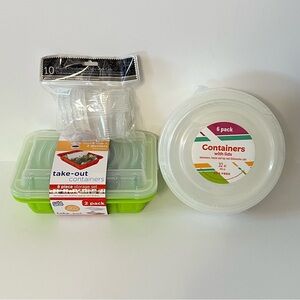 3/$30 Takeout Style Plastic Food Storage Containers Bundle Lot Cool Gear NEW